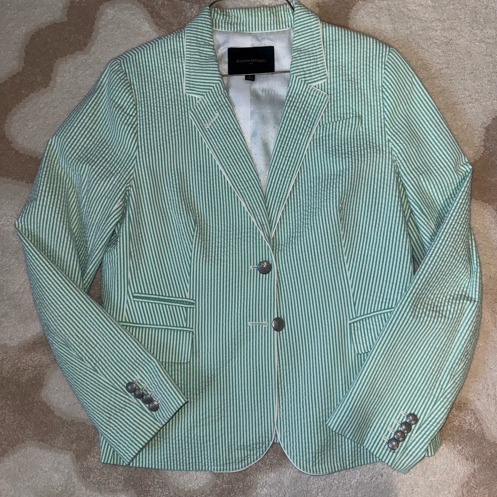 Banana Republic Holly Jolly Green Striped Jacket